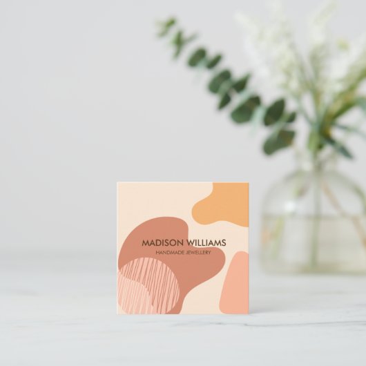 プロフェッショナルモダンパステルピンクイエローシェイプ スクエア名刺 (スタンド正面)