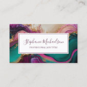 プロフェッショナルモダンパープルティール(緑がかった色)金ゴールド抽象芸術 名刺 (正面)