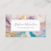 プロフェッショナルモダンパープル金ゴールドティール（緑がかった色）抽象芸術 名刺 (正面)