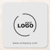 プロフェッショナルモダンビジネスロゴグレー スクエアペーパーコースター (正面)
