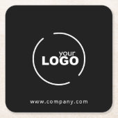 プロフェッショナルモダンビジネスロゴブラック スクエアペーパーコースター (正面)