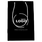 プロフェッショナルモダンビジネスロゴブラック ミディアムペーパーバッグ (正面)