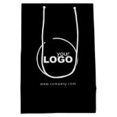 プロフェッショナルモダンビジネスロゴブラック ミディアムペーパーバッグ (裏面)