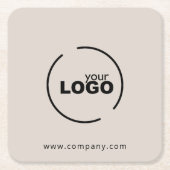 プロフェッショナルモダンビジネスロゴベージュ スクエアペーパーコースター (正面)