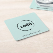 プロフェッショナルモダンビジネスロゴライトターコイズ スクエアペーパーコースター (アングル)