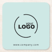 プロフェッショナルモダンビジネスロゴライトターコイズ スクエアペーパーコースター (正面)