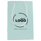プロフェッショナルモダンビジネスロゴライトターコイズ ミディアムペーパーバッグ (正面)