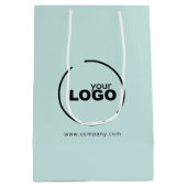 プロフェッショナルモダンビジネスロゴライトターコイズ ミディアムペーパーバッグ (裏面)