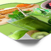 プロフェッショナルモダンビーガンヘルシーフードメニューグリーン ポスター (角)