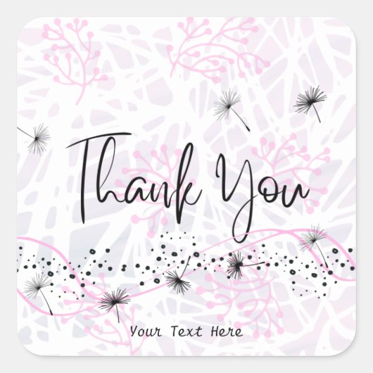 プロフェッショナルモダンピンクサンキュータイポグラフィ スクエアシール (正面)