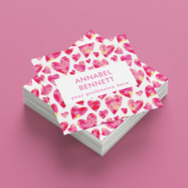 プロフェッショナルモダンピンクハート スクエア名刺