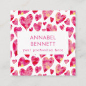 プロフェッショナルモダンピンクハート スクエア名刺 (正面)