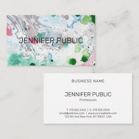 プロフェッショナルモダンピンクブルーグリーントレンディー 名刺 (正面/裏面)