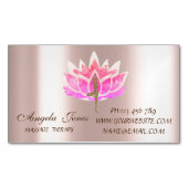 プロフェッショナルモダンピンクロータスフラワーヨガガガール マグネット名刺 (正面)