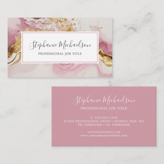 プロフェッショナルモダンピンク金ゴールド抽象芸術 名刺 (正面/裏面)