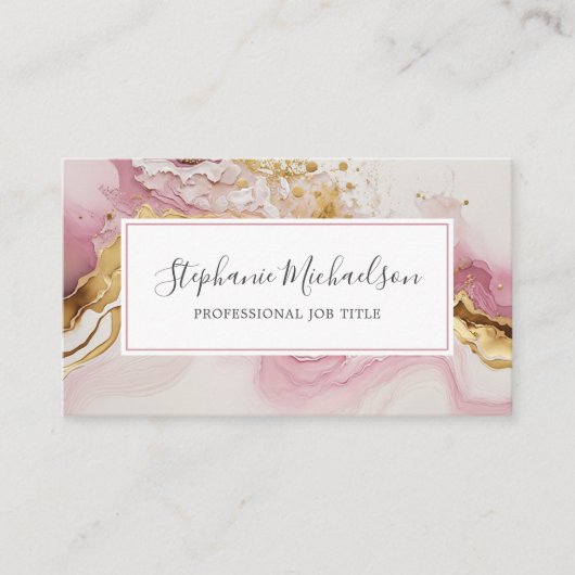 プロフェッショナルモダンピンク金ゴールド抽象芸術 名刺 (正面)