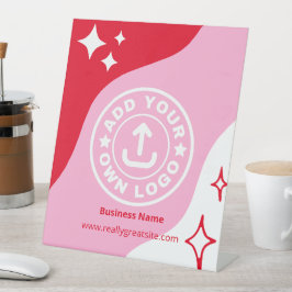 プロフェッショナルモダンピンク&レッドカスタムロゴブランド 台座サイン