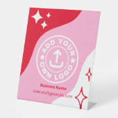 プロフェッショナルモダンピンク&レッドカスタムロゴブランド 台座サイン (正面)