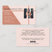 プロフェッショナルモダンピーチピンク写真公証人 名刺 (正面/裏面)