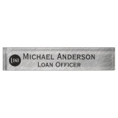 プロフェッショナルモダンフェイクエレガントシルバーとロゴ デスクネームプレート (正面)