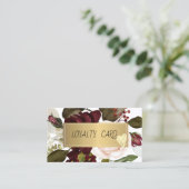 プロフェッショナルモダンフレーム、ハート、ブルゴーニュの花 ロイヤリティカード (スタンド正面)