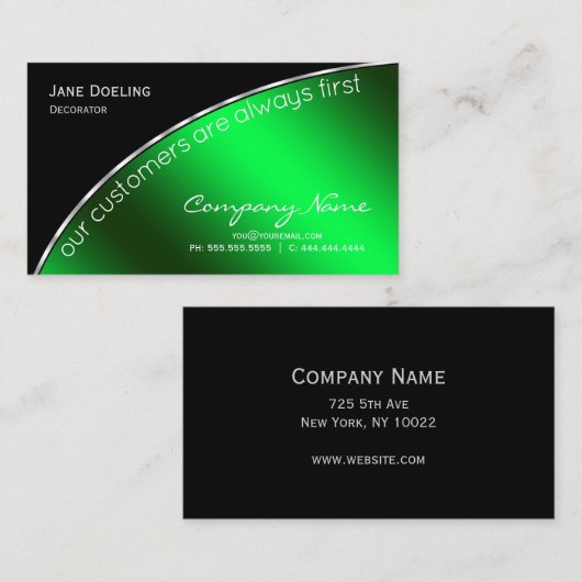 プロフェッショナルモダンブエレガントラックグリーン 名刺 (正面/裏面)