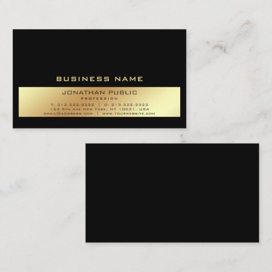 プロフェッショナルモダンブエレガントラック金ゴールドプレーン 名刺 (正面/裏面)