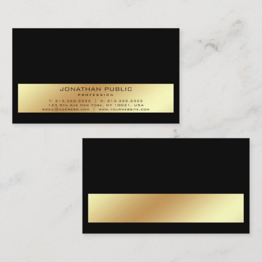 プロフェッショナルモダンブエレガントラック金ゴールドプレーン 名刺 (正面/裏面)