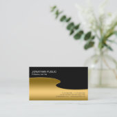 プロフェッショナルモダンブスタイリッシュラック金ゴールドプレーン 名刺 (スタンド正面)