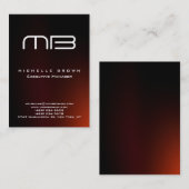 プロフェッショナルモダンブラウンレッドモノグラム 名刺 (正面/裏面)