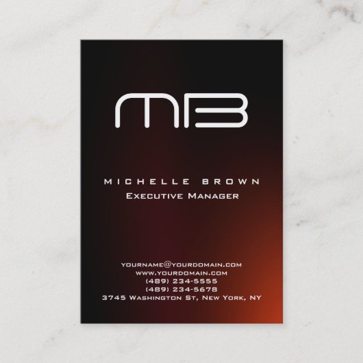 プロフェッショナルモダンブラウンレッドモノグラム 名刺 (正面)