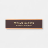 プロフェッショナルモダンブラウン金ゴールドオフィス名のタイトル サインプレート (正面)