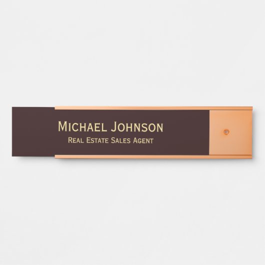 プロフェッショナルモダンブラウン金ゴールドオフィス名のタイトル サインプレート (正面)