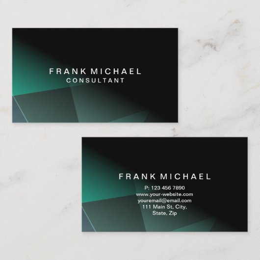 プロフェッショナルモダンブラックとグリーン 名刺 (正面/裏面)