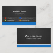 プロフェッショナルモダンブラックとブルー企業の 名刺 (正面/裏面)