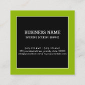 プロフェッショナルモダンブラックアップルグリーンモノグラム スクエア名刺 (裏面)