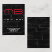 プロフェッショナルモダンブラックグレーレッドモノグラム 名刺 (正面/裏面)