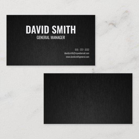 プロフェッショナルモダンブラックシンプルメタリック 名刺 (正面/裏面)