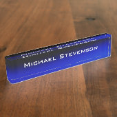 プロフェッショナルモダンブラックブルービジネス名札 デスクネームプレート (側面)