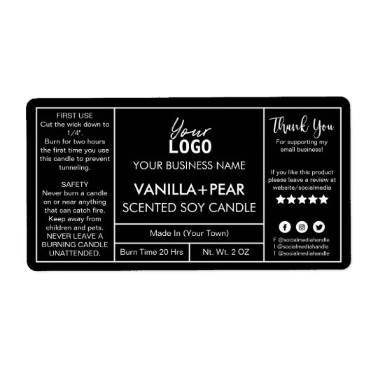 プロフェッショナルモダンブラック大豆キャンドルラベル ラベル (正面)