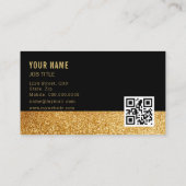 プロフェッショナルモダンブラック金ゴールドグリッターエレガント 名刺 (裏面)
