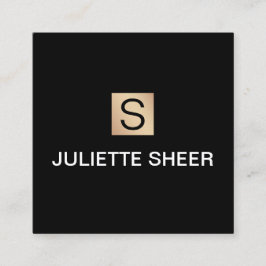 プロフェッショナルモダンブラック金ゴールドモノグラムスクエア スクエア名刺