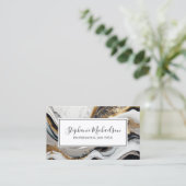 プロフェッショナルモダンブラック金ゴールド抽象芸術 名刺 (スタンド正面)