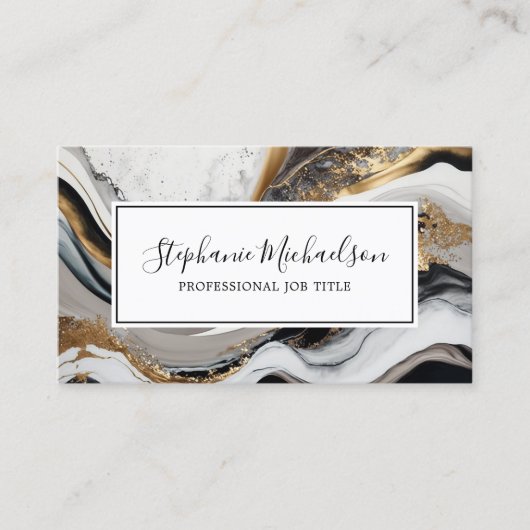 プロフェッショナルモダンブラック金ゴールド抽象芸術 名刺 (正面)