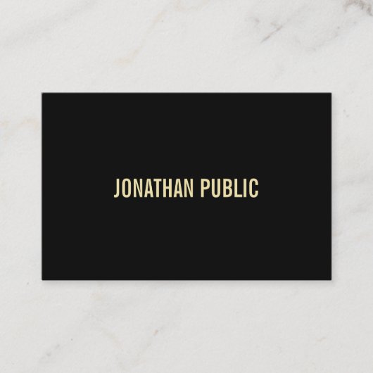 プロフェッショナルモダンブラック金ゴールド文字エレガントラグジュアリー 名刺 (正面)