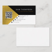 プロフェッショナルモダンブラック金ゴールドQRコードビジネス コーリングカード (正面/裏面)