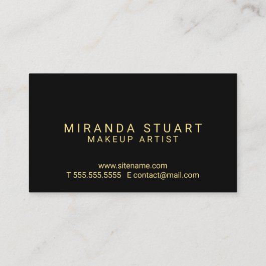 プロフェッショナルモダンブラック&金ゴールドメイクアップアーティスト 名刺 (裏面)
