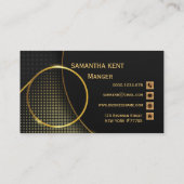 プロフェッショナルモダンブラック&金ゴールド名刺 名刺 (裏面)