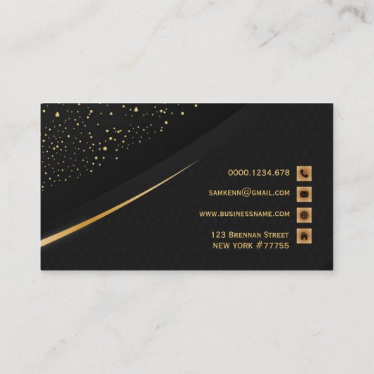 プロフェッショナルモダンブラック&金ゴールド名刺 名刺 (裏面)