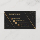 プロフェッショナルモダンブラック&金ゴールド名刺 名刺 (裏面)